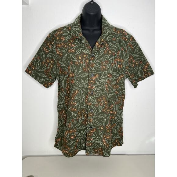 Todd Snyder Green Floral Short Sleeve Collar Shirt Button Up Men’s Size Medium - Picture 1 of 6